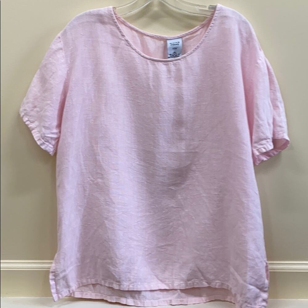 Match Point S pink linen shirt sleeve top